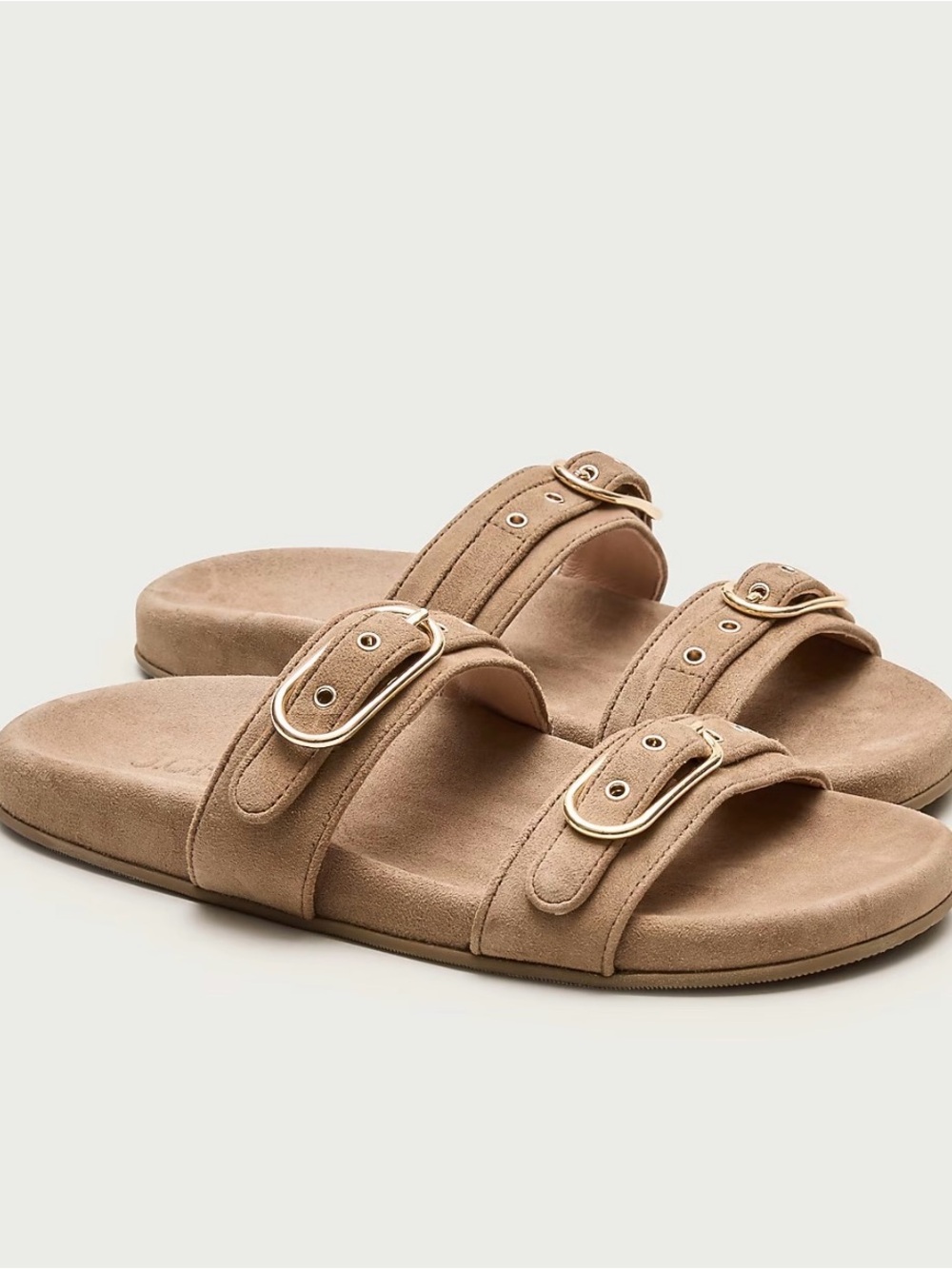 J. Crew Kira Buckle Sandals in Suede Taupe Size 8.5 NWT
